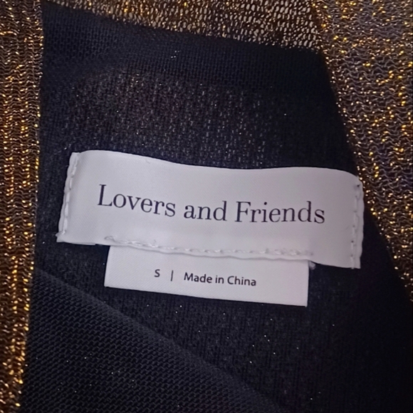 Revolve Lovers and Friends Riya in Black & Gold Sheer Sparkly Sz Small Top - Picture 10 of 11